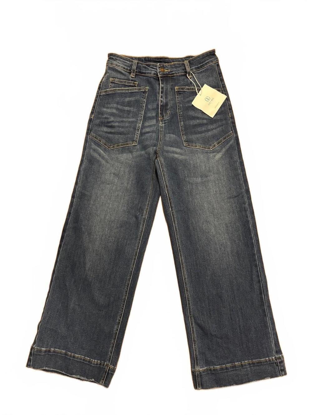 Cicy Bell Women's Wide Leg Blue Denim Jeans Size 8